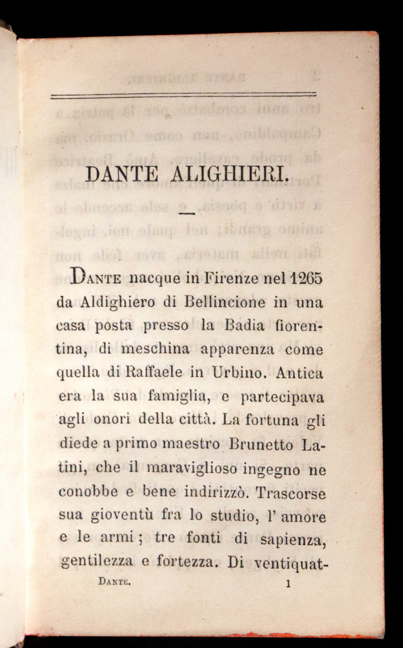 1883 Rare Italian Vellum Book - La Divina Commedia di DANTE ALIGHIERI - Divine Comedy.