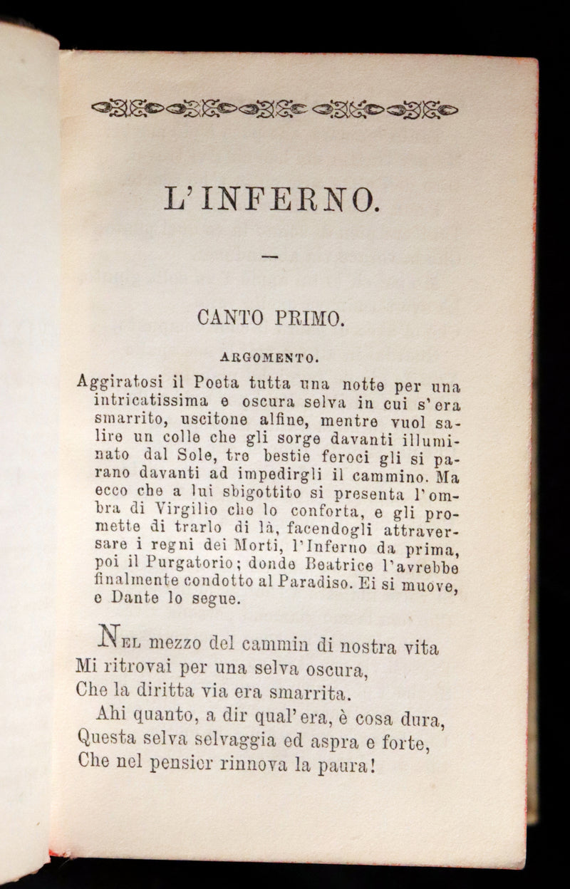 1883 Rare Italian Vellum Book - La Divina Commedia di DANTE ALIGHIERI - Divine Comedy.