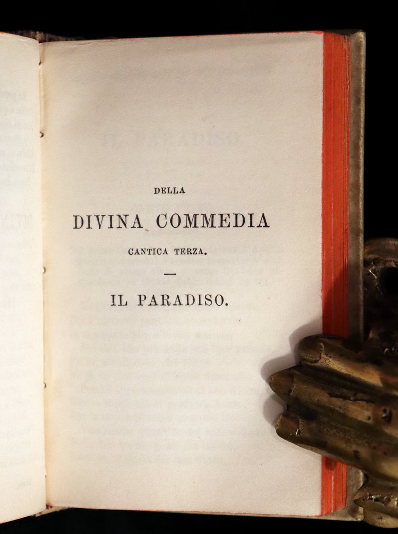 1883 Rare Italian Vellum Book - La Divina Commedia di DANTE ALIGHIERI - Divine Comedy.