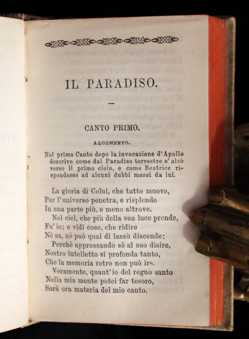 1883 Rare Italian Vellum Book - La Divina Commedia di DANTE ALIGHIERI - Divine Comedy.