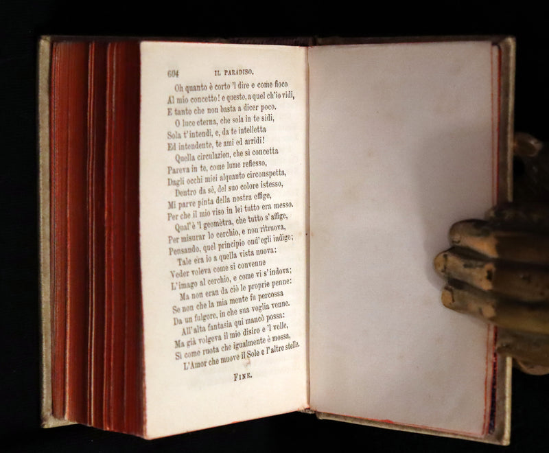 1883 Rare Italian Vellum Book - La Divina Commedia di DANTE ALIGHIERI - Divine Comedy.