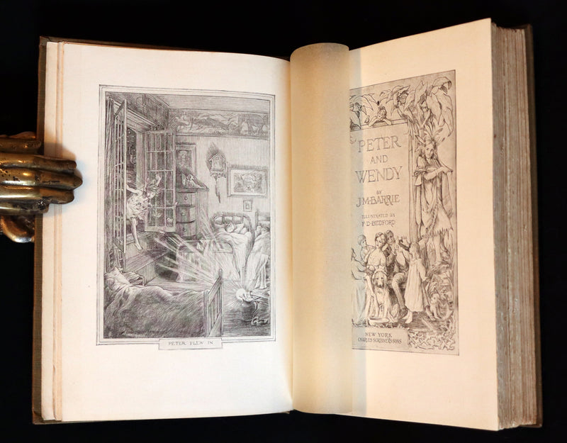 1911 Rare PETER PAN First Edition - PETER and WENDY by James Matthew Barrie illustrated by F.D. Bedford.