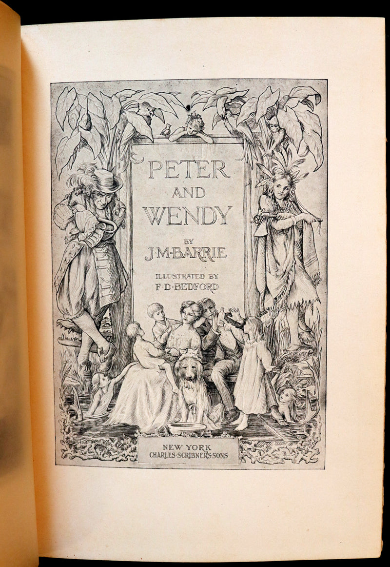 1911 Rare PETER PAN First Edition - PETER and WENDY by James Matthew Barrie illustrated by F.D. Bedford.