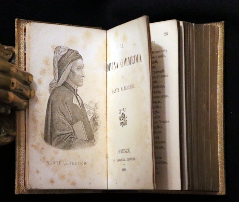 1869 Rare Italian Vellum Book - La Divina Commedia di DANTE ALIGHIERI - Divine Comedy.