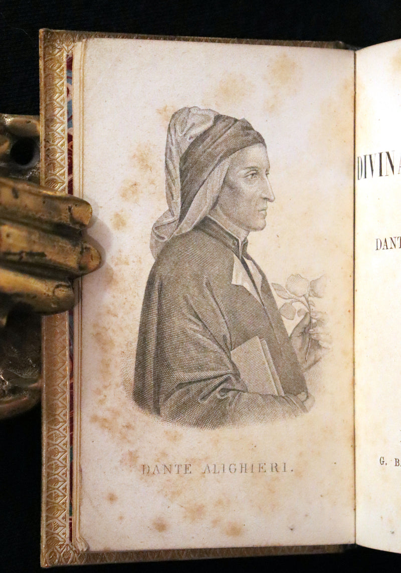 1869 Rare Italian Vellum Book - La Divina Commedia di DANTE ALIGHIERI - Divine Comedy.