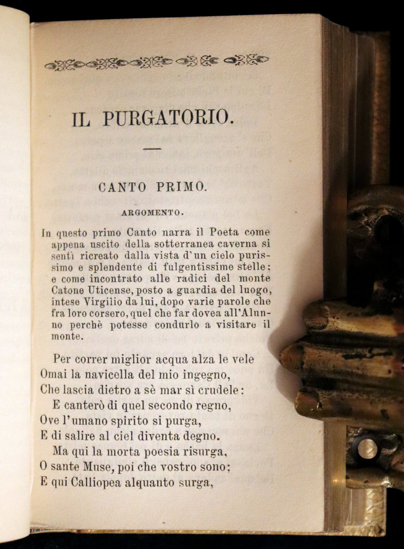 1869 Rare Italian Vellum Book - La Divina Commedia di DANTE ALIGHIERI - Divine Comedy.