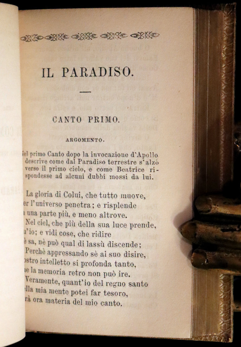 1869 Rare Italian Vellum Book - La Divina Commedia di DANTE ALIGHIERI - Divine Comedy.