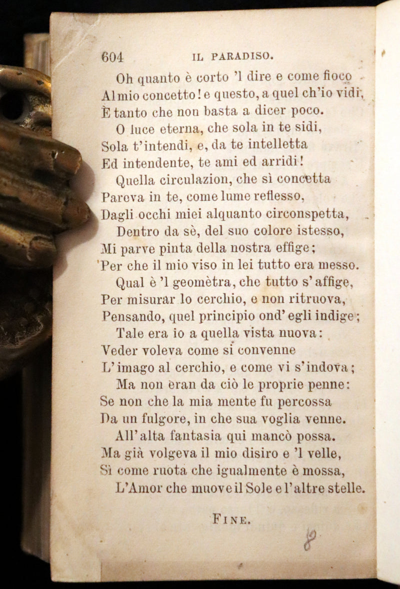 1869 Rare Italian Vellum Book - La Divina Commedia di DANTE ALIGHIERI - Divine Comedy.