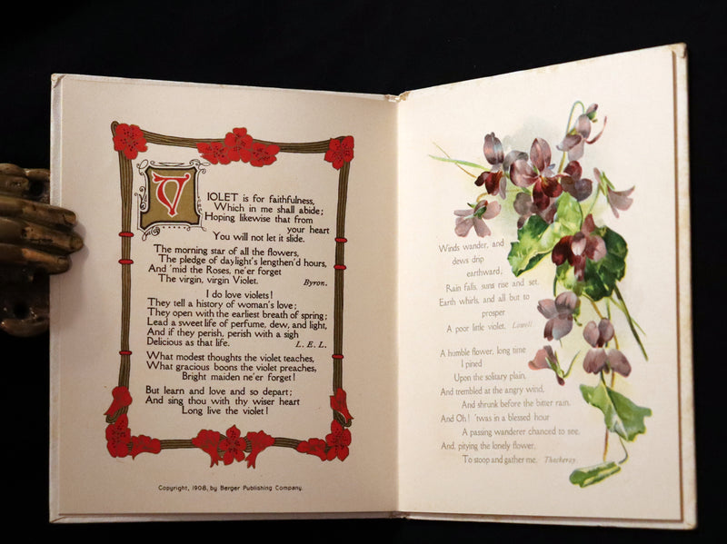 1908 Scarce Flowers Poetry Book ~ THE SWEET VIOLETS Illustrated.