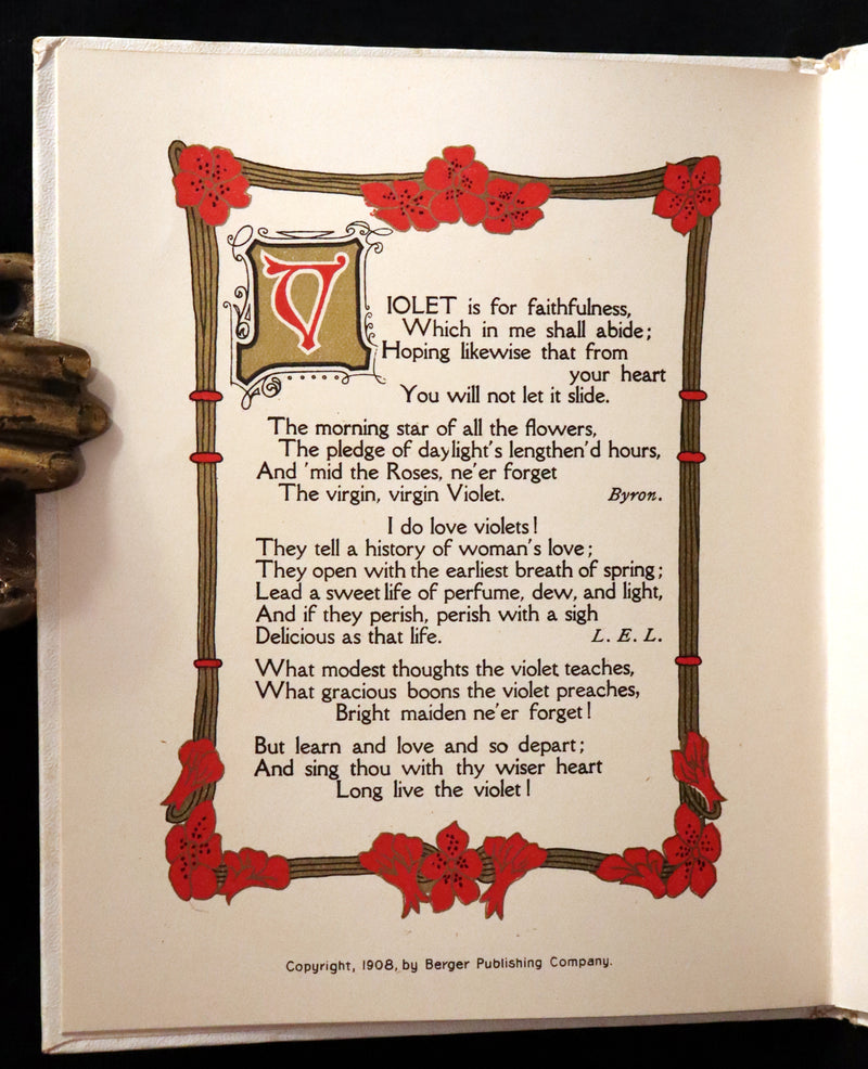 1908 Scarce Flowers Poetry Book ~ THE SWEET VIOLETS Illustrated.