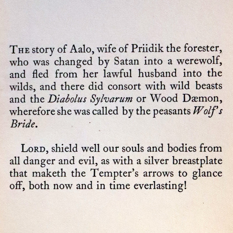 1930 Scarce First Edition on Werewolves - (Sudenmorsian ) THE WOLF'S BRIDE: A TALE FROM ESTONIA by Aino Kallas.