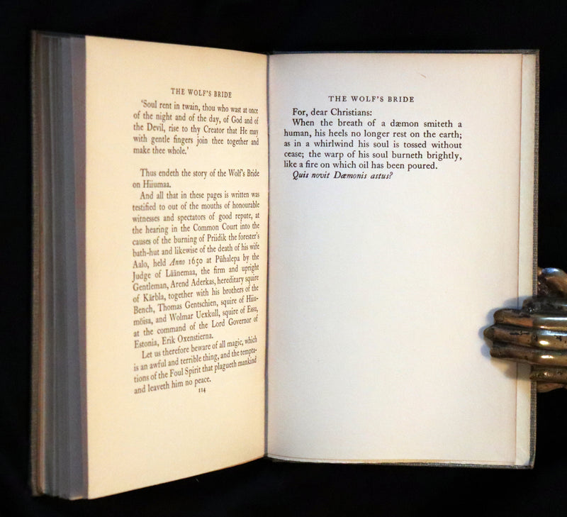 1930 Scarce First Edition on Werewolves - (Sudenmorsian ) THE WOLF'S BRIDE: A TALE FROM ESTONIA by Aino Kallas.