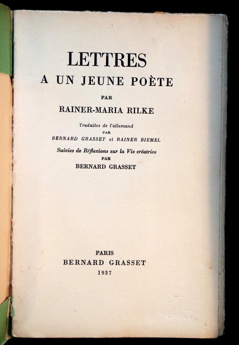 1937 Rare French First Edition - Lettres à un Jeune Poète (Letters to a Young Poet) by Rainer Maria Rilke.
