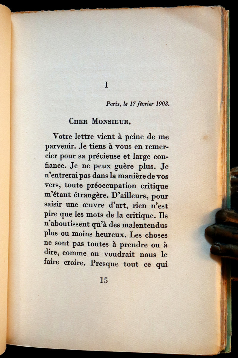 1937 Rare French First Edition - Lettres à un Jeune Poète (Letters to a Young Poet) by Rainer Maria Rilke.
