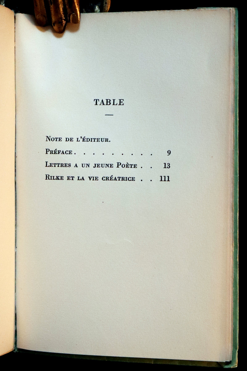 1937 Rare French First Edition - Lettres à un Jeune Poète (Letters to a Young Poet) by Rainer Maria Rilke.