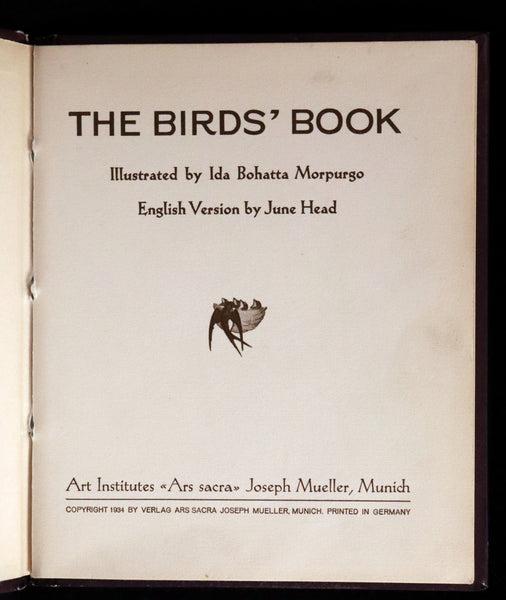 1934 Scarce First English Edition - THE BIRDS' BOOK illustrated by Ida Bohatta Morpurgo.