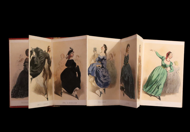 1860 Scarce Leporello Book ~ Celebrities of La CLOSERIE DES LILAS. 20 Chromolithographs.