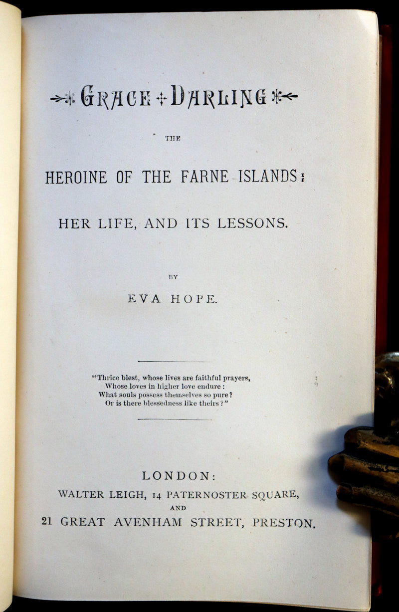1875 Scarce 1stED Book - Grace Darling, the Heroine of the Farne Islands Lighthouse by Eva Hope.