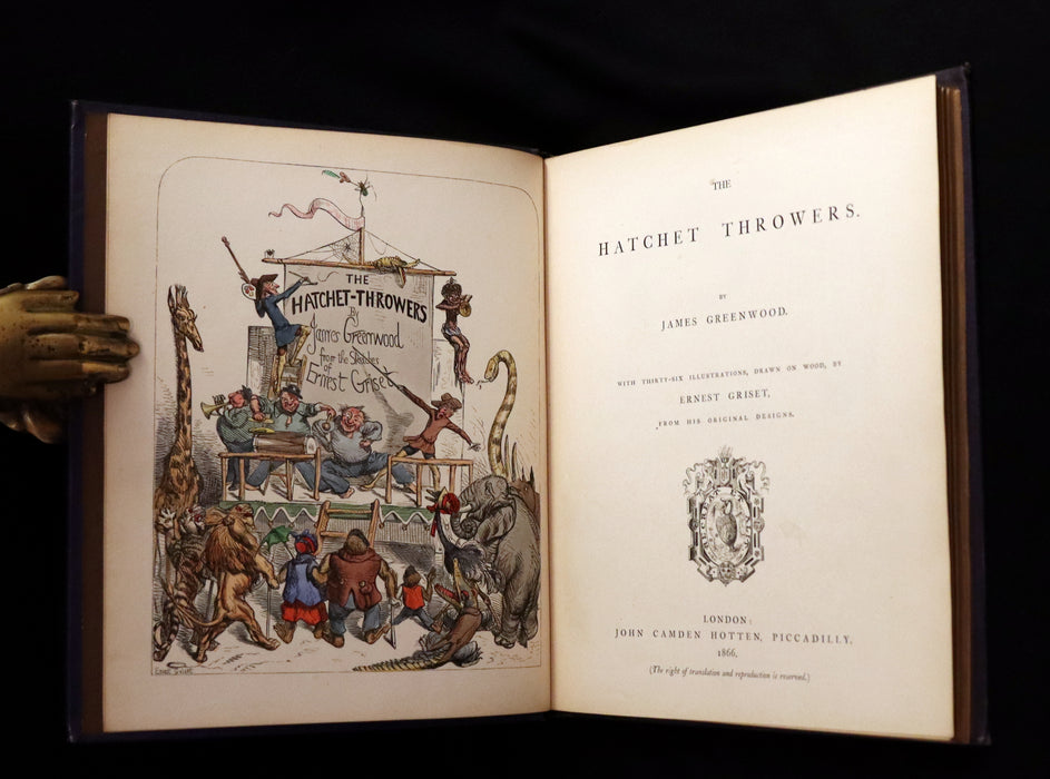 1866 Rare First Edition - The Hatchet Throwers Adventures color Illustrated by Ernest Griset.