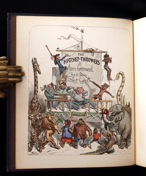 1866 Rare First Edition - The Hatchet Throwers Adventures color Illustrated by Ernest Griset.