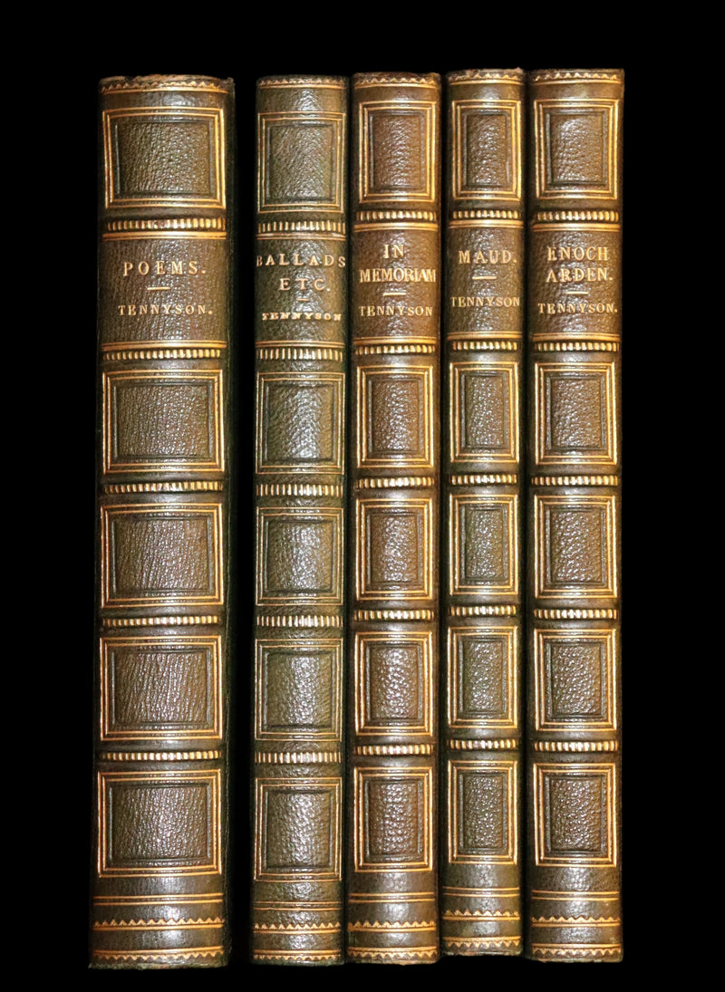 1865-80 Rare Book Set - Poems, Ballads, Enoch Arden, In Memoriam & Maud by Alfred Tennyson.