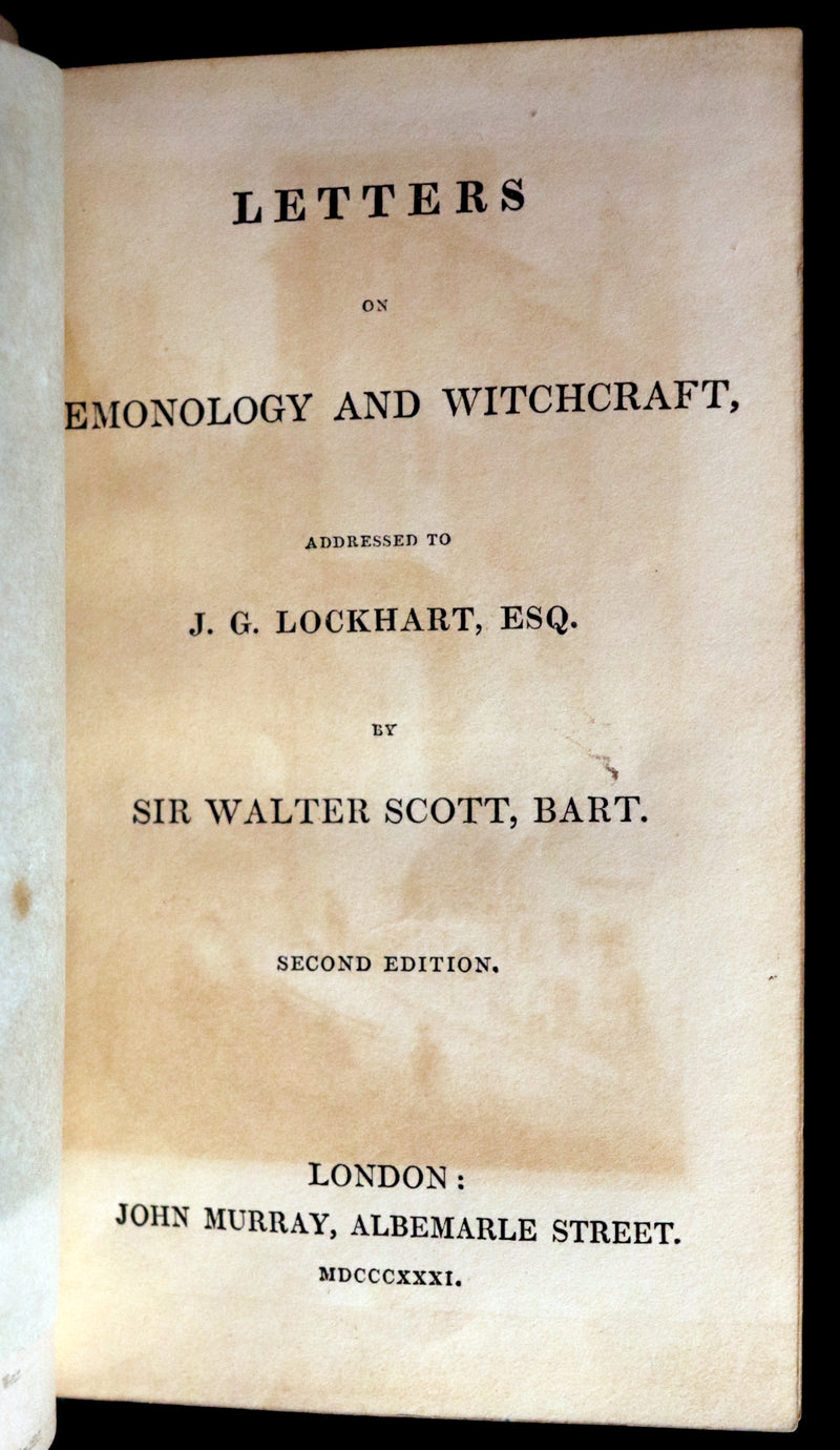 1831 Rare Walter Scott Book - Letters on Demonology & Witchcraft - WITCHES & FAIRIES. 2ndED.