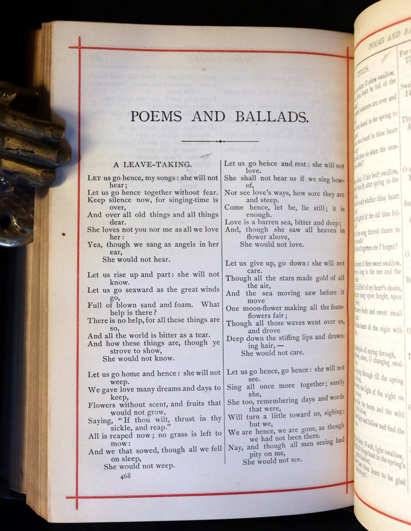 1884 Rare Victorian Book - The Poetical Works of Algernon Charles Swinburne.