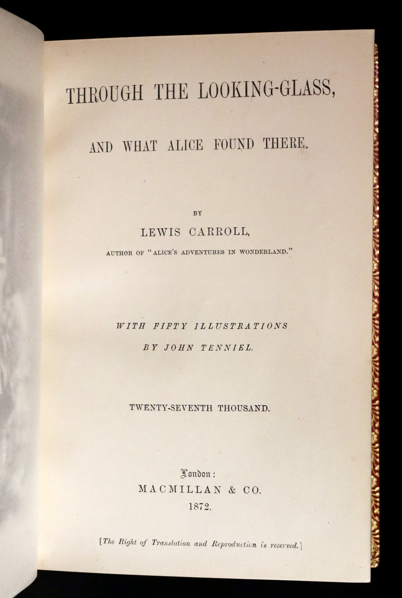1872-1879 Fine Bayntun-Riviere Binding Book set - Alice's Adventures in Wonderland (WITH) Through the Looking-Glass and What Alice Found There.