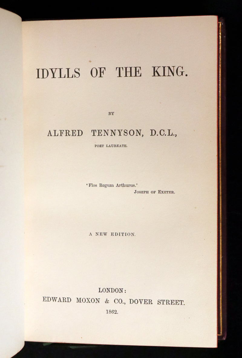 1862 Beautiful binding - Legend of King Arthur - IDYLLS OF THE KING by Alfred Tennyson.