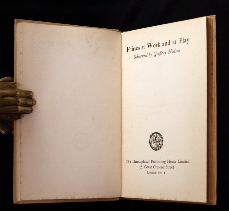 1925 Rare First Edition Book - Fairies at Work and at Play observed by Geoffrey Hodson.