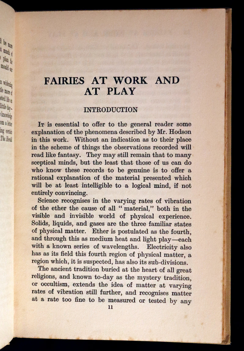 1925 Rare First Edition Book - Fairies at Work and at Play observed by Geoffrey Hodson.