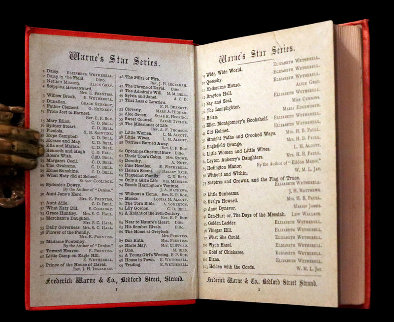 1887 Rare Victorian Book - The LAMPLIGHTER by Maria Susanna Cummins.