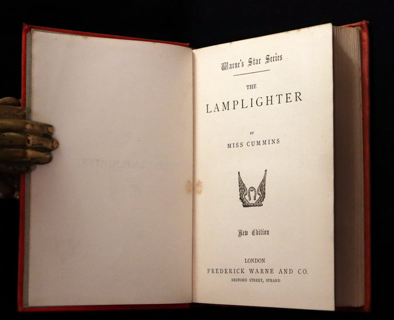 1887 Rare Victorian Book - The LAMPLIGHTER by Maria Susanna Cummins.