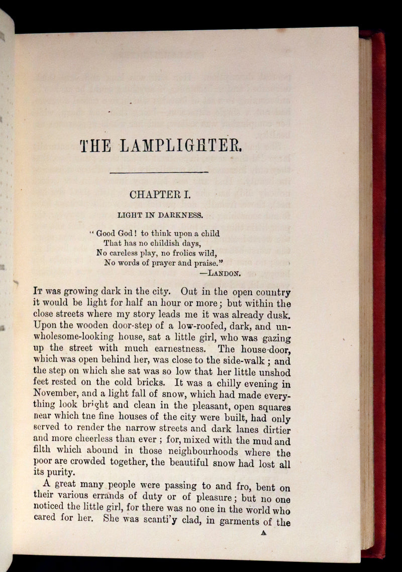 1887 Rare Victorian Book - The LAMPLIGHTER by Maria Susanna Cummins.