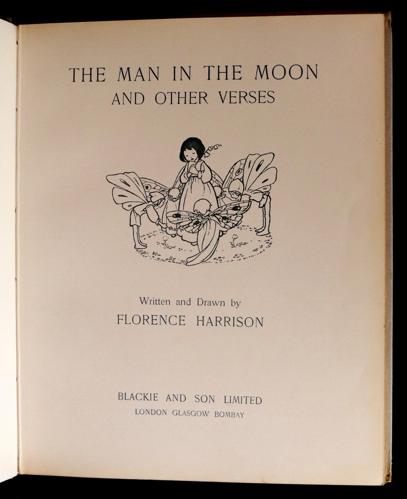 1918 Scarce First Edition - The Man in the Moon Illustrated by FLORENCE HARRISON.