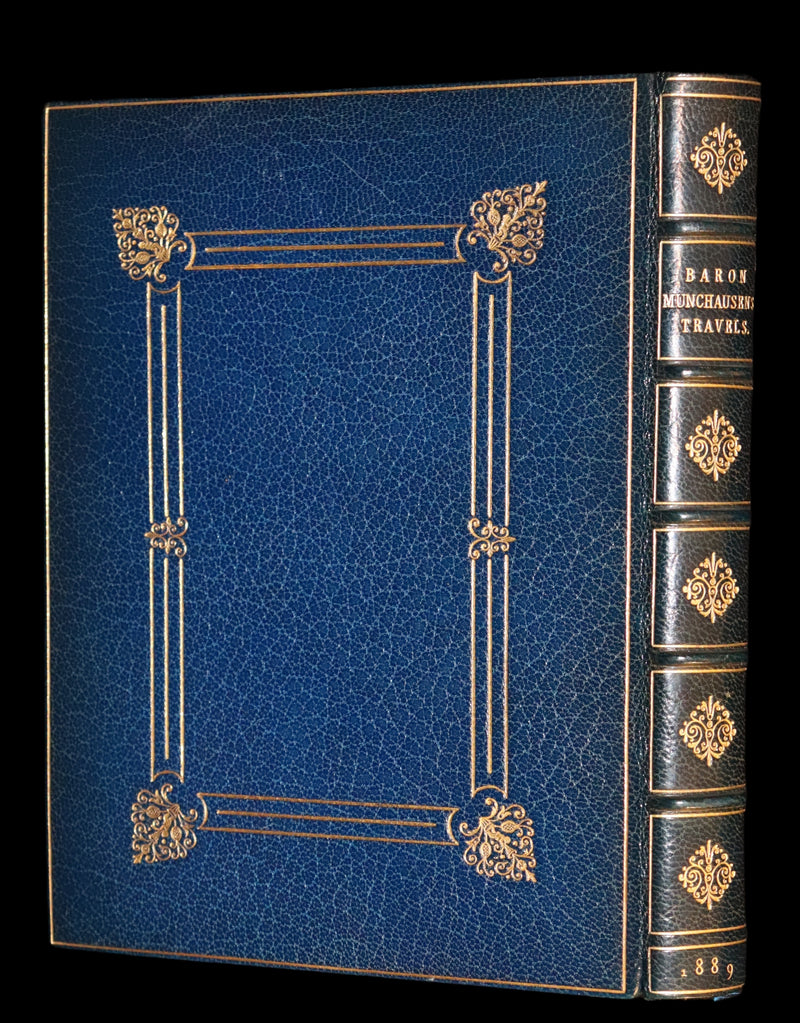 1889 Fine Morrell binding - Baron MUNCHAUSEN's Travels and Surprising Adventures Illustrated by Crowquill.