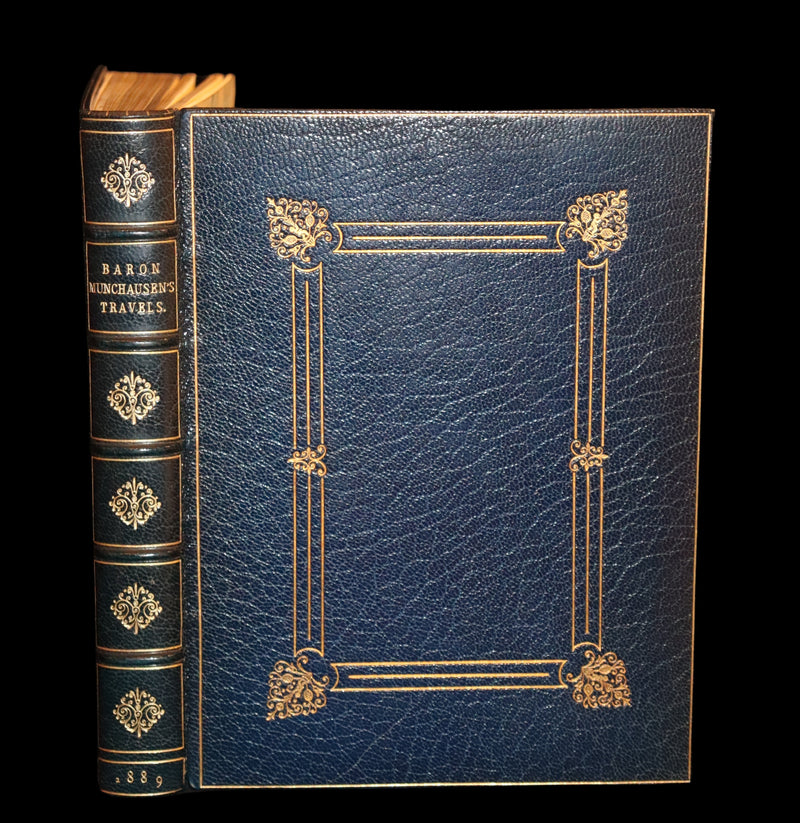 1889 Fine Morrell binding - Baron MUNCHAUSEN's Travels and Surprising Adventures Illustrated by Crowquill.