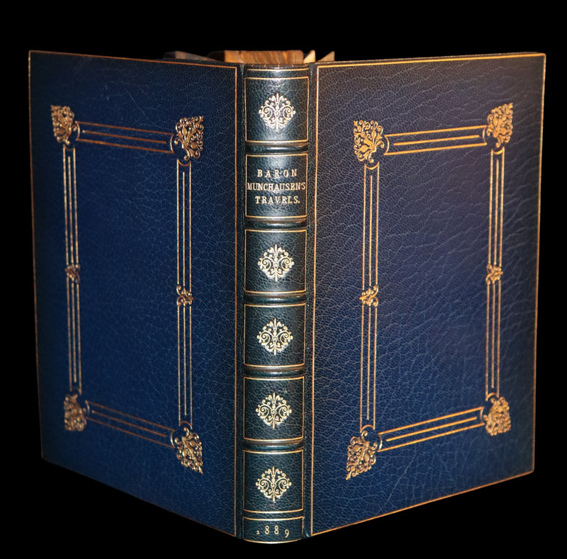 1889 Fine Morrell binding - Baron MUNCHAUSEN's Travels and Surprising Adventures Illustrated by Crowquill.