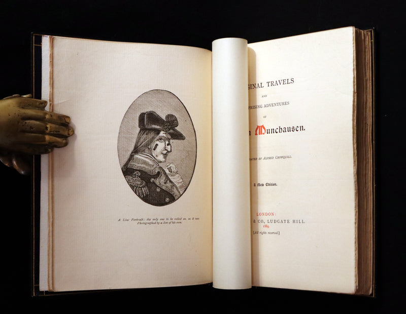 1889 Fine Morrell binding - Baron MUNCHAUSEN's Travels and Surprising Adventures Illustrated by Crowquill.