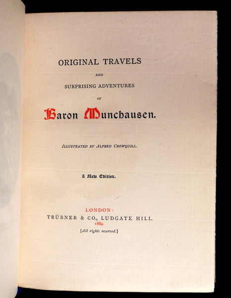 1889 Fine Morrell binding - Baron MUNCHAUSEN's Travels and Surprising Adventures Illustrated by Crowquill.