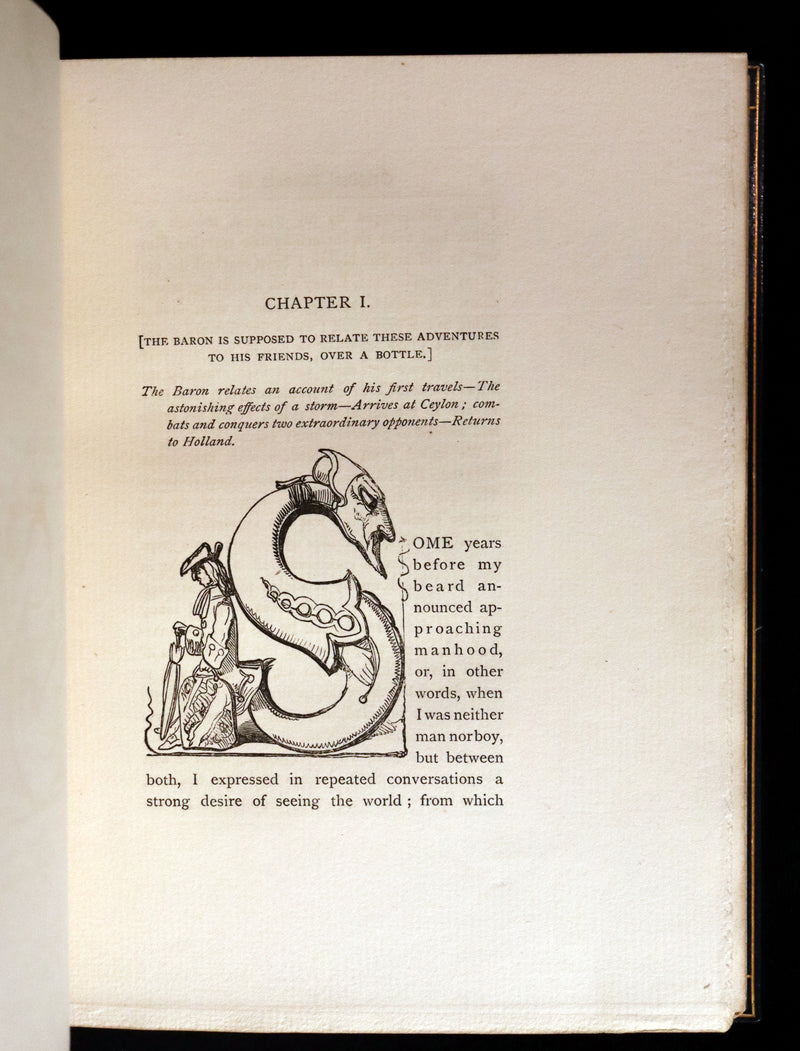 1889 Fine Morrell binding - Baron MUNCHAUSEN's Travels and Surprising Adventures Illustrated by Crowquill.