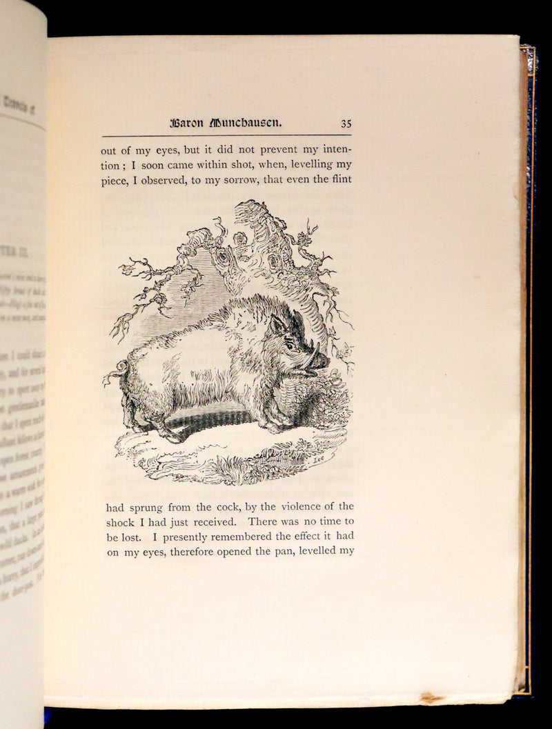 1889 Fine Morrell binding - Baron MUNCHAUSEN's Travels and Surprising Adventures Illustrated by Crowquill.