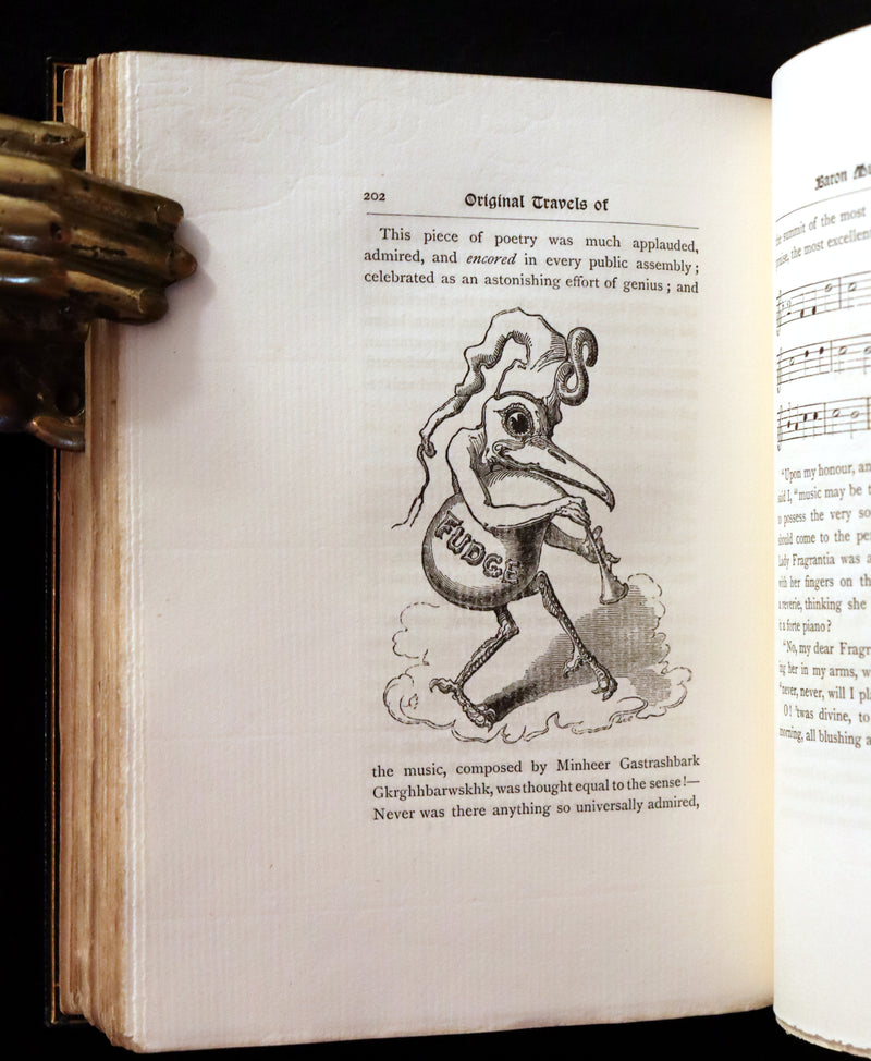 1889 Fine Morrell binding - Baron MUNCHAUSEN's Travels and Surprising Adventures Illustrated by Crowquill.