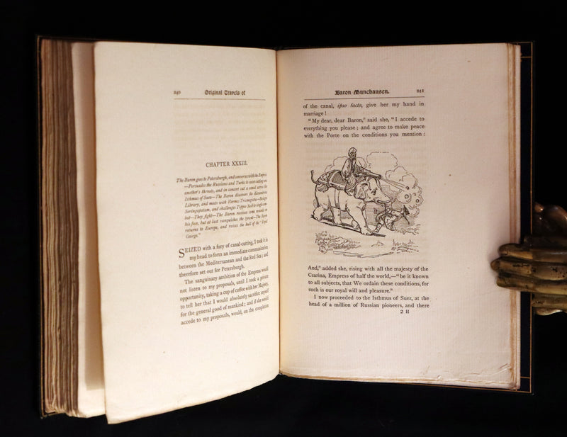 1889 Fine Morrell binding - Baron MUNCHAUSEN's Travels and Surprising Adventures Illustrated by Crowquill.