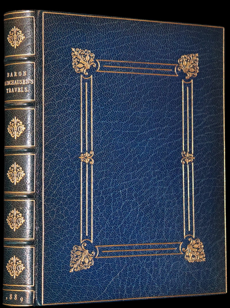 1889 Fine Morrell binding - Baron MUNCHAUSEN's Travels and Surprising Adventures Illustrated by Crowquill.