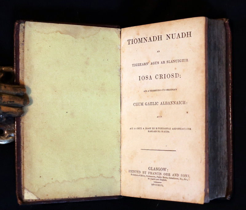 1846 Scarce Scottish GAELIC New Testament - TIOMNADH NUADH with Sailm Dhaibhidh (Psalms).