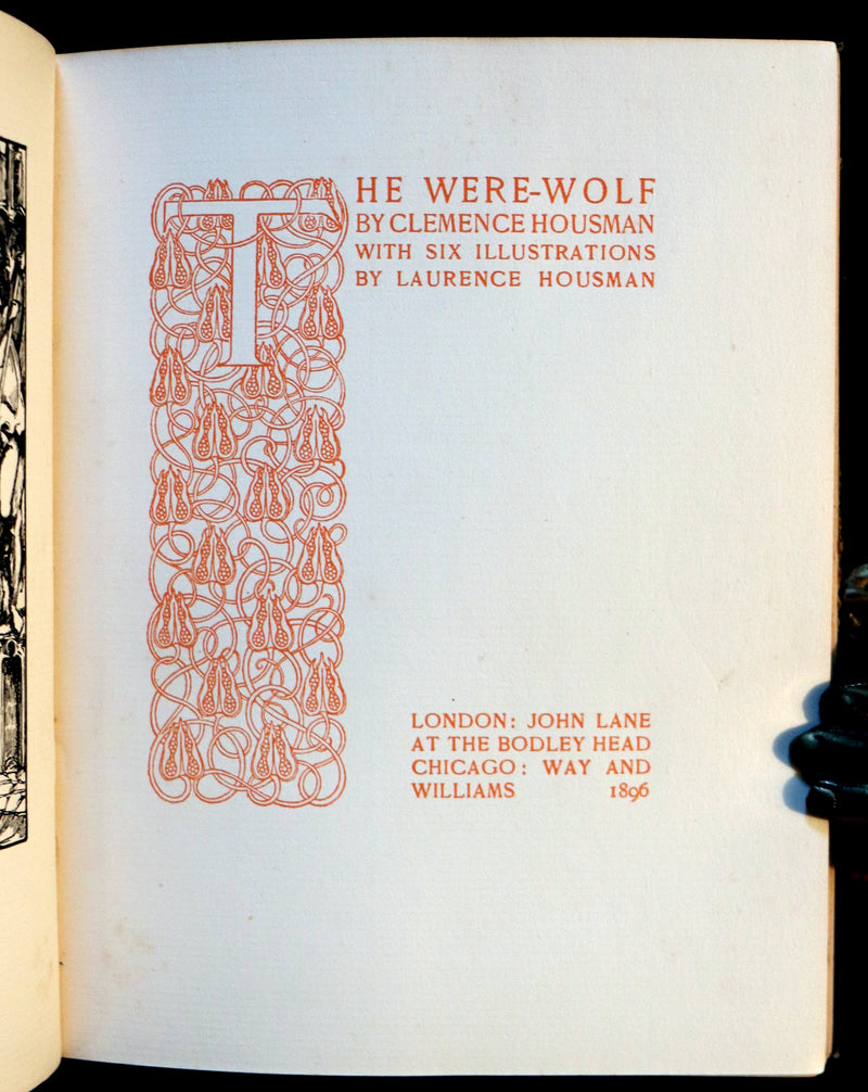 1896 Rare First Edition Book on Werewolves - THE WERE-WOLF by Clemence Housman. Illustrated.