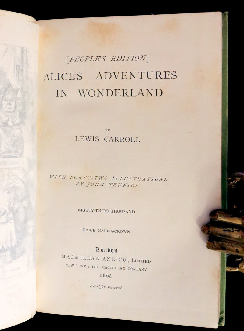 1898 Rare Victorian Book - Alice's Adventures in Wonderland by Lewis Carroll illustrated by John Tenniel.