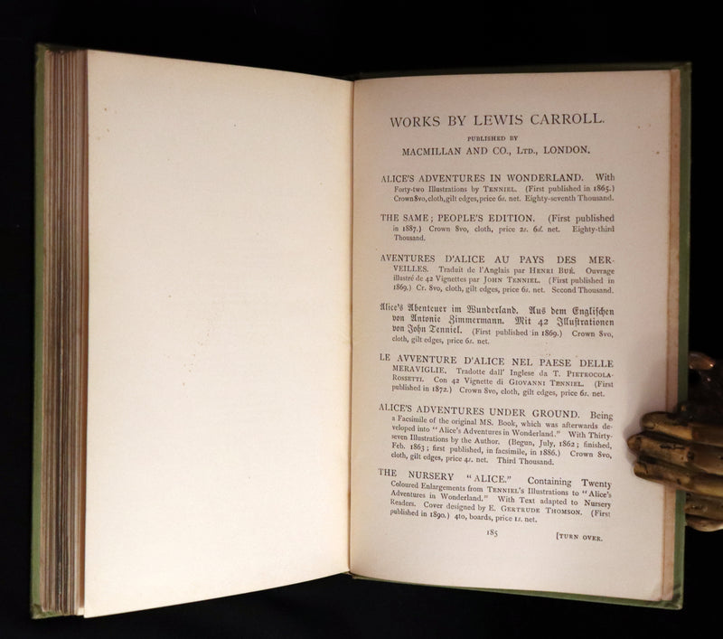 1898 Rare Victorian Book - Alice's Adventures in Wonderland by Lewis Carroll illustrated by John Tenniel.