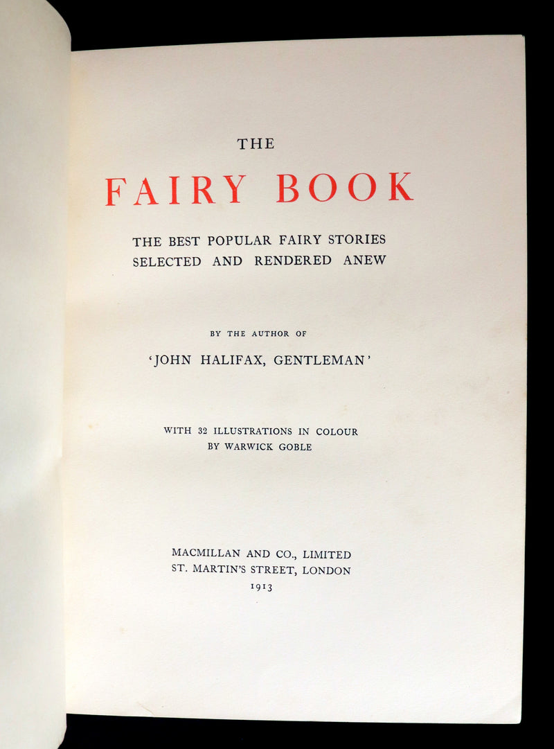 1913 Rare First Edition - THE FAIRY BOOK Illustrated in color by Warwick Goble.